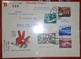 Pro Patria 1953 mit Illustration Seen und Wasserläufe P2