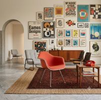 1x 1970 Vitra Eames DAX Chair Fiberglas Stoff Rot Stuhl 2/2