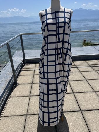 Robe WENDY TRENDY motif carreaux bleu/blanc Taille unique