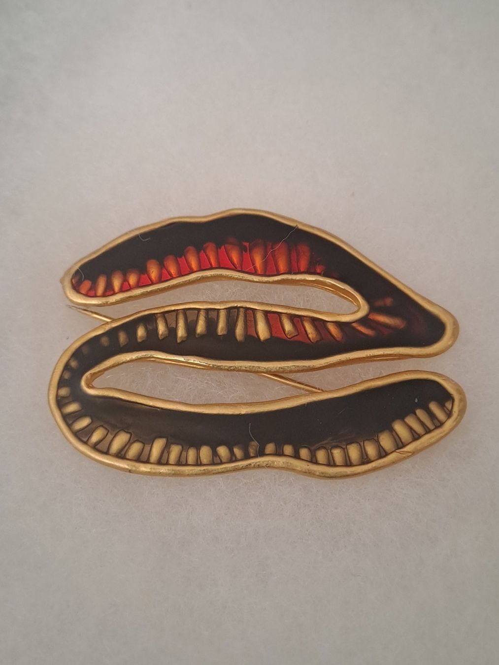 Spille & Fermagli: BROCHE serpent bronze doré émaillé – Usato da LAUSANNE venduto da KWEW