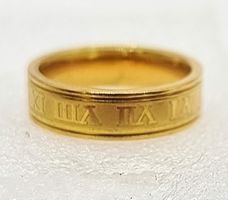 Edelstahlring 18K vergoldet, Lateinische Zahlen