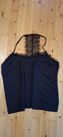 Chicoree Top mit Spitze, Schwarz, Grösse L