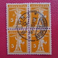 1921, 5c rotorange Nr.152 Viererblock mit GROSSEM PUTZER !