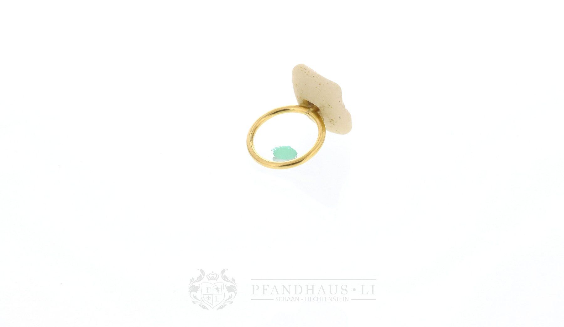 Anelli: EIGENWILLIGER RING AUS 18K GOLD MIT GROSSEM STEIN – Usato da Schaan venduto da Pfandhaus-LI 6
