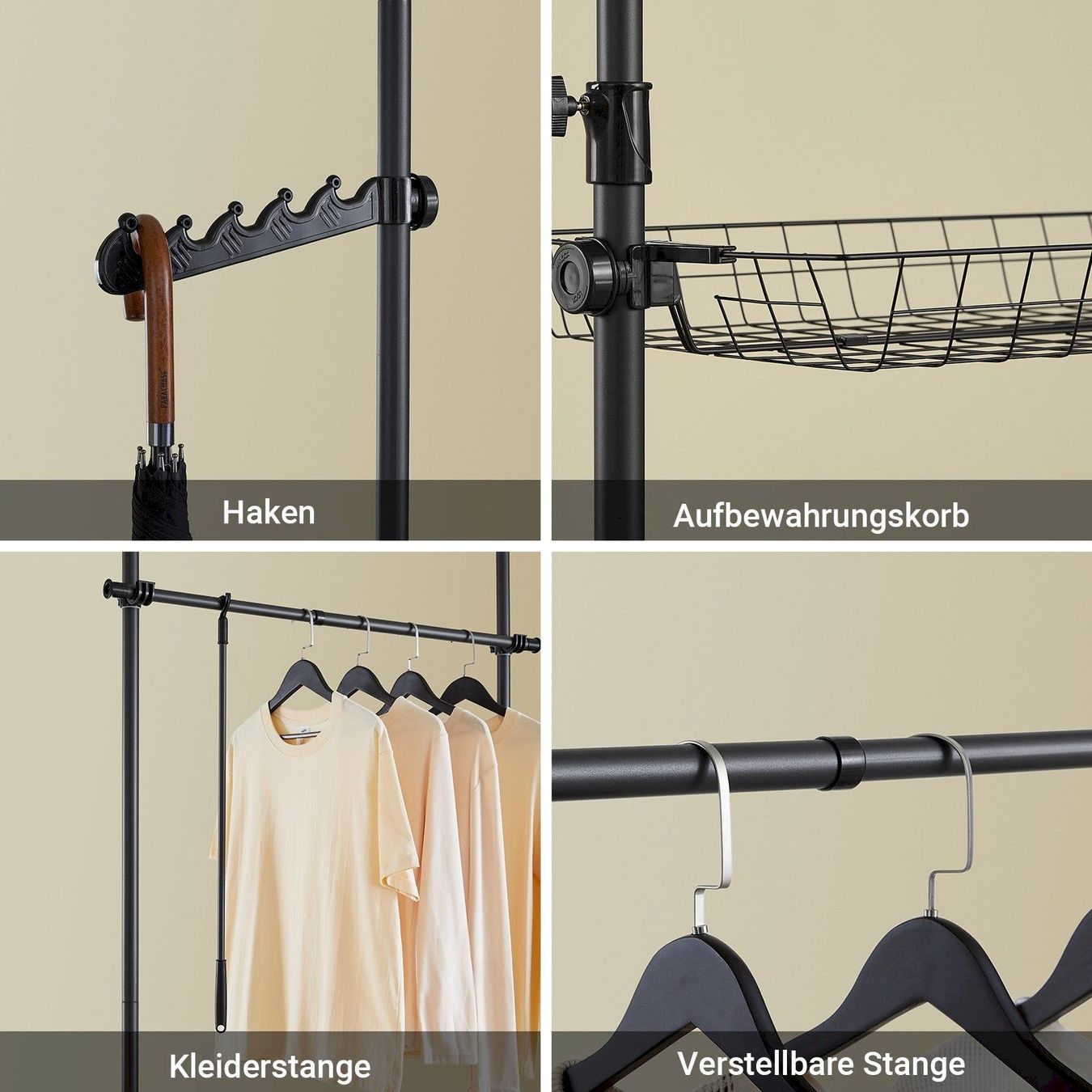 Porte manteau: Teleskop Kleiderstange 5 Stangen+2 Körbe – Neuf avec emballage d'origine à Bottighofen par zaap 6