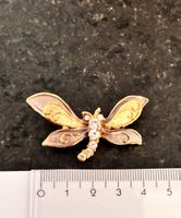 Vintage Libellen Brosche mit Emaille und Strass