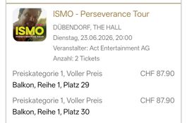 ISMO Perseverance Tour 23.06.2026 - 2 Tickets
