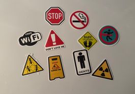 Sticker Set, Lustige Warnschilder für jeden Anlass!