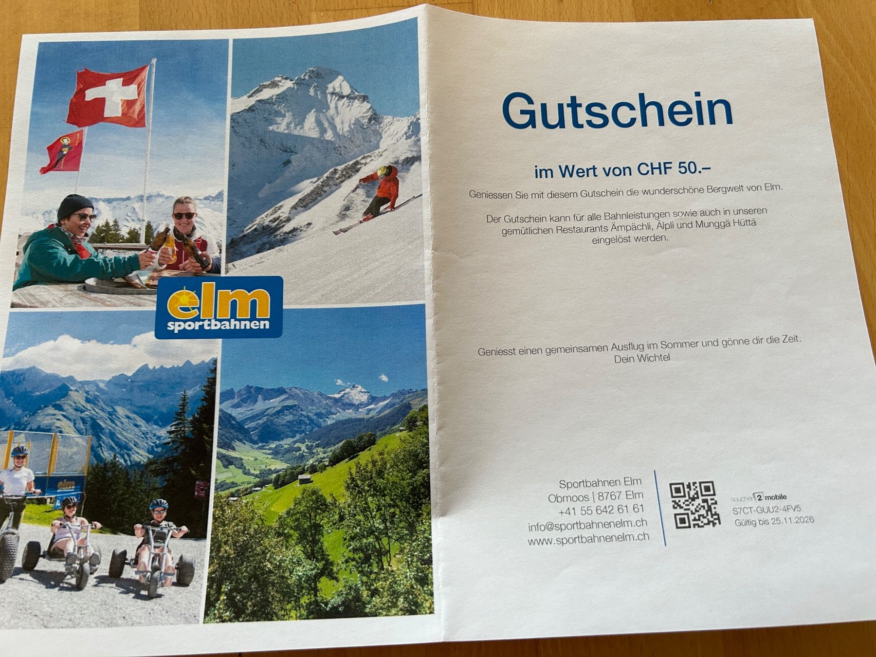 Bons: Gutschein Elm – Neuf avec emballage d'origine à Reichenburg par nanuk015