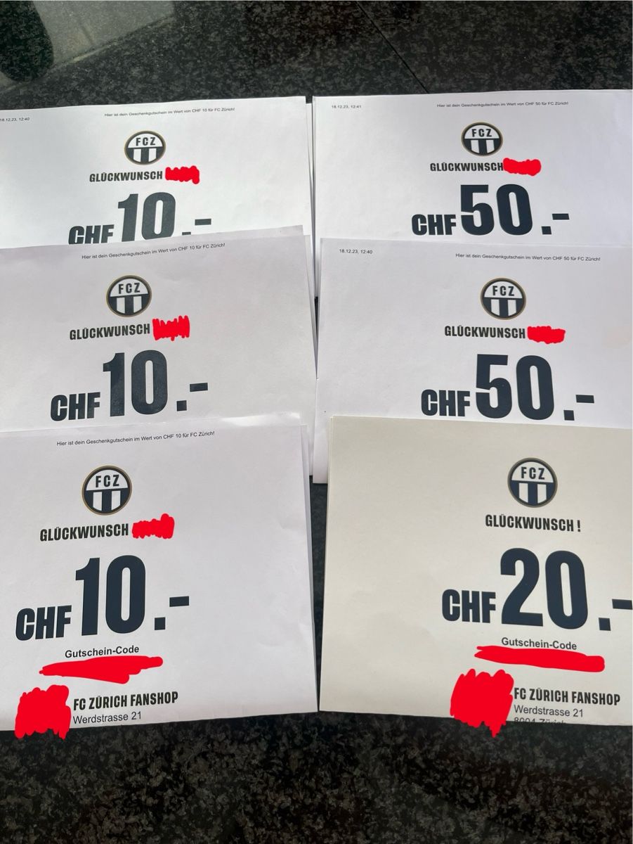 FCZ Gutscheine: FC Zürich Gutscheine – Neu (gemäss Beschreibung) aus Brunegg von CalandaRadler