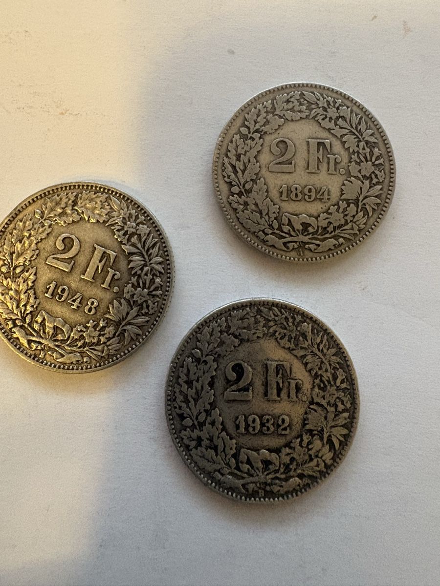 Alle Münzen: 2Fr 1894 1948 1932 – Gebraucht aus Murten von Tzaugg 2