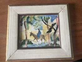 Kolorierter Druck der Eselreiter von August Macke 19*17cm