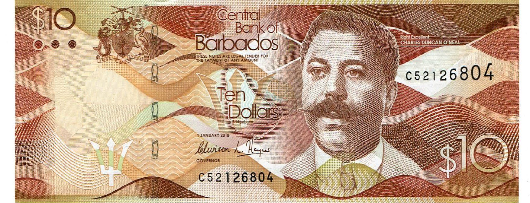 Banconote: Barbados 10 Dollar 2018 P-75c UNZ – Nuovo (secondo la descrizione) da Steffisburg venduto da ber_8htf