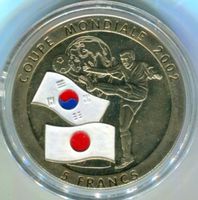 Farbmünze "Fussball WM 2002. 5 Francs Kongo".