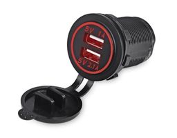 KFZ - Dual USB-Einbauladebuchse, Rot