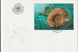 Sonderblock «Ammonit» 2015 auf FDC, Kat. 10.- Fr.