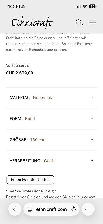 Ethnicraft Tische: Esstisch Ethnicraft Mikado – Gebraucht aus Romanshorn von phe_qs2q 4