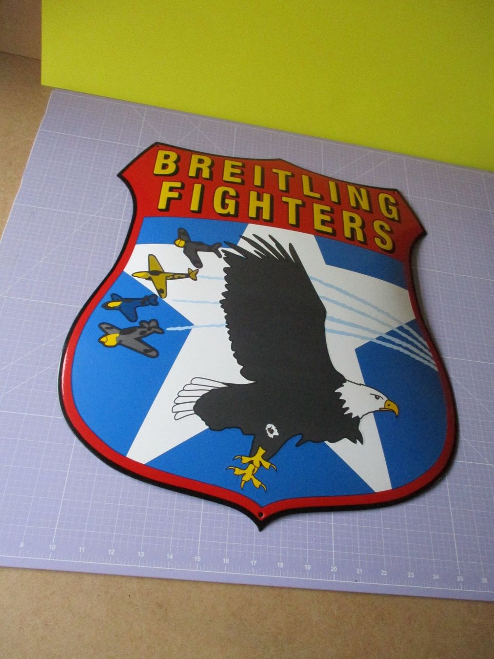 Insegne: BREITLING  FIGHTERS  Emailschild – Usato da Ottikon Gossau ZH venduto da hokuspokus