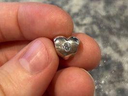 Pandora Vintage Herz Charm 925 Silber mit Stein, Top! 🤍✨
