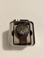 Fossil Chronograph Watch Brown Leather Strap Box Receipt