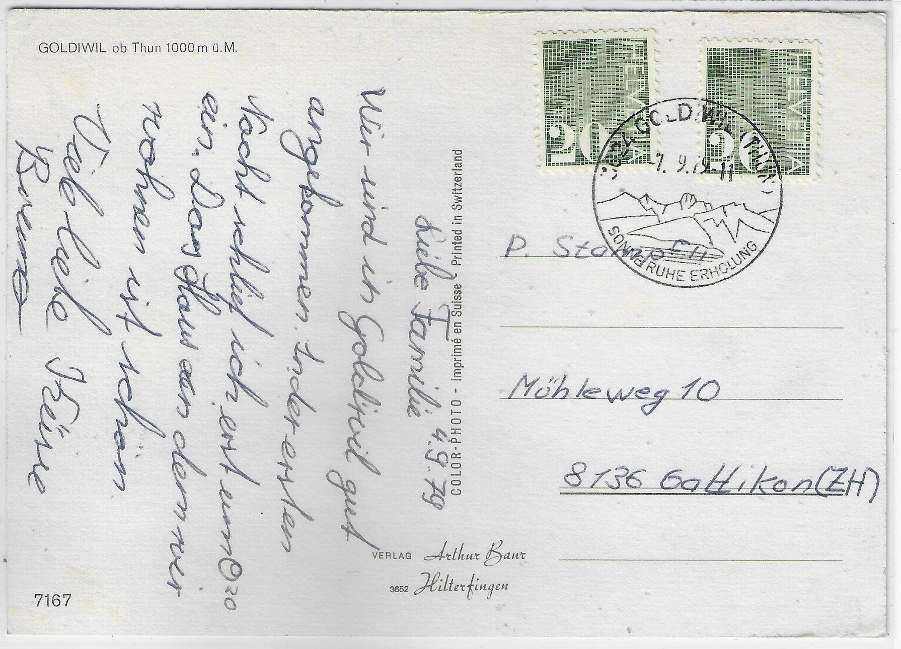 Cartoline postali: Goldiwil ob Thun - Multiview - Postauto – Usato da Ettingen venduto da Kartenplanet 1