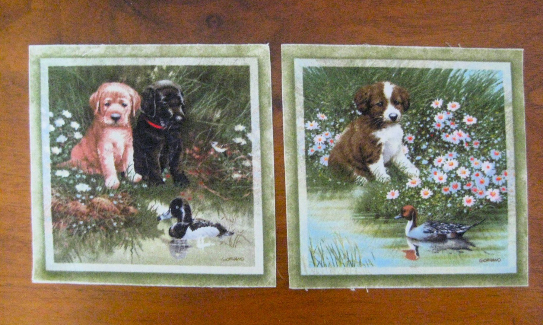 Stoffe: 7 Patchwork Panel mit Hund, 14 x 14 cm – Neu (gemäss Beschreibung) aus Kriens von Kraeutergarten