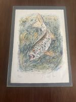 Lithographie Forelle von Fritz Hug 1970