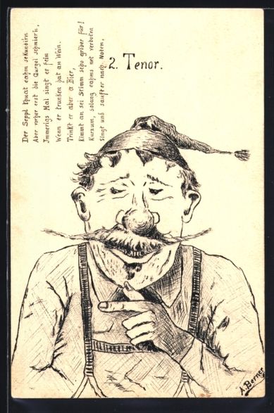 Cartoline postali: Handgemalt sign. A. Berner: Opernsänger – Usato da Berlin venduto da bartko-reher