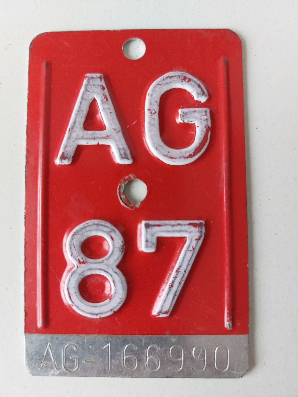 Sachs Insegne: Velonummer AG 87 plaque Velo – Usato da Schenkon venduto da Uhu007