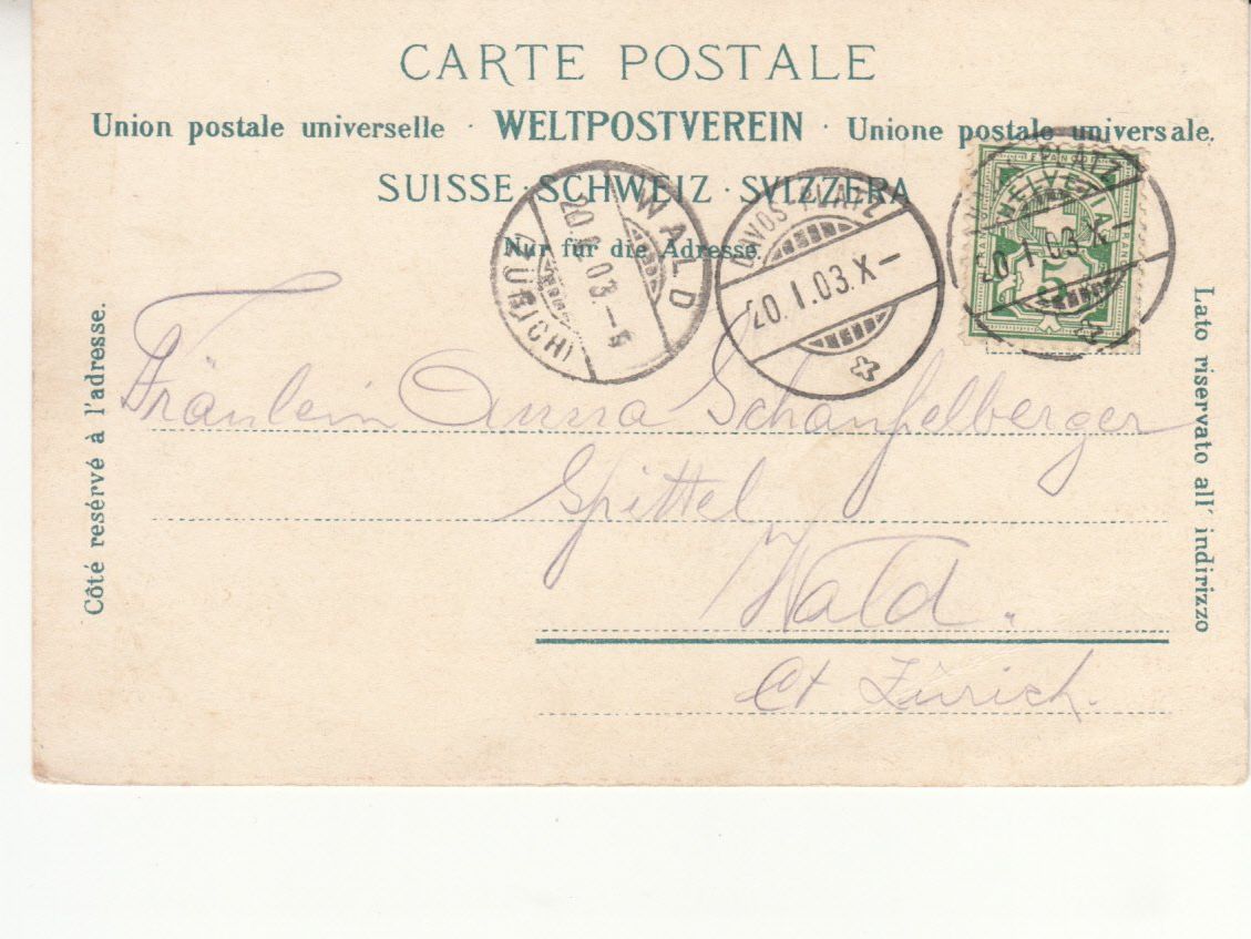 Cartoline postali: Davos und Schatzalp 1903 – Usato da Bürglen TG venduto da StampGraf 1