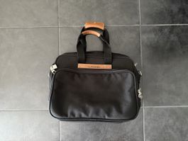 Sacoche business / ordinateur LANCEL – toile noire & cuir
