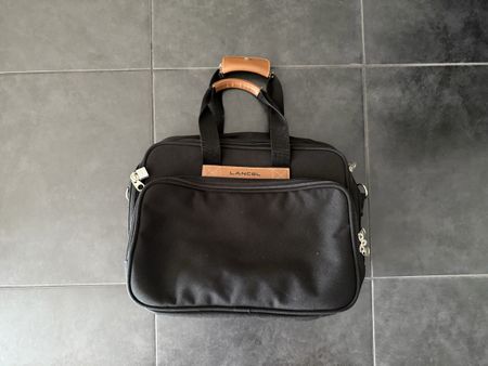 Sacoche business / ordinateur LANCEL – toile noire & cuir