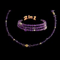 2in1 Zarte Amethyst Halskette oder  Wickelarmband Emarra