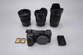Sony Alpha a6600 mit 3 Objektiven, Hama Tasche, 2x SD Karte