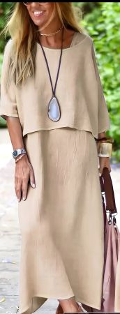 Damen Kleid mit Oberteil Biege Farbig