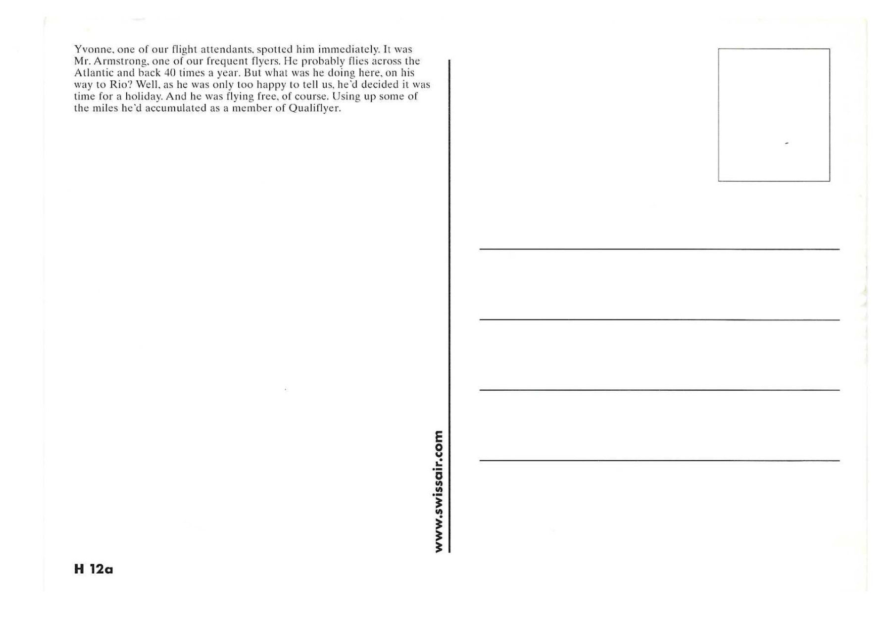 Karten: SWISSAIR Postkarte 1998  /  H 12a – Neu (gemäss Beschreibung) aus Humlikon von GX30 1