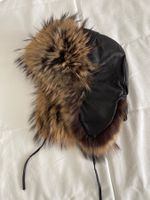 Fliegermütze Leder mit Echtfell braun schwarz gebraucht