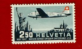 FLUGPOST 42 SWISSAIR SONDERFLUG DOUGLAS GENF -NEW YORK 1947*