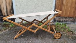 Vintage Holz Liegestuhl mit Rädern, Top Zustand!