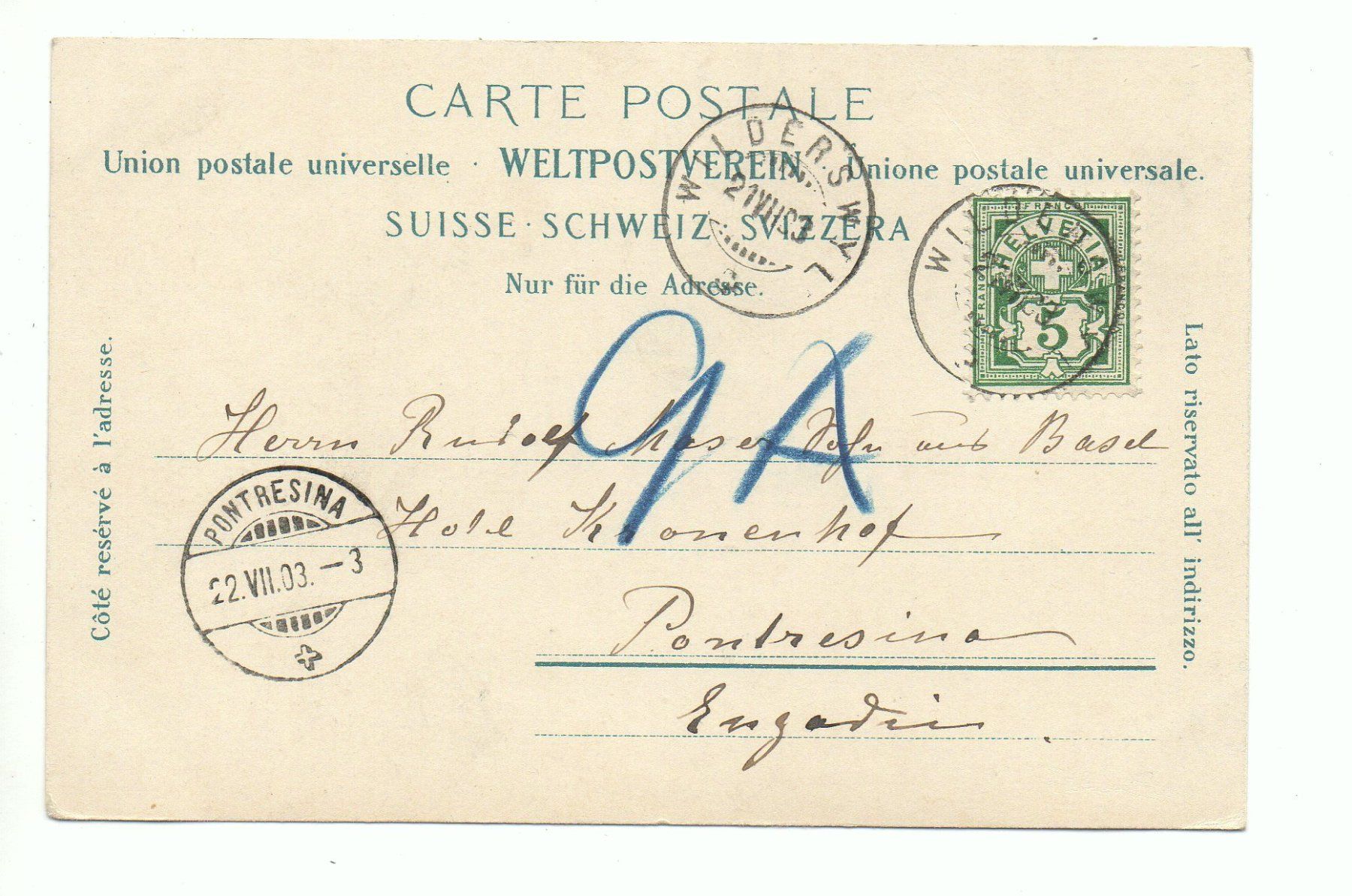 Cartoline postali: WILDERSWIL u. Schynige Platte – Usato da Jona venduto da philajona 1