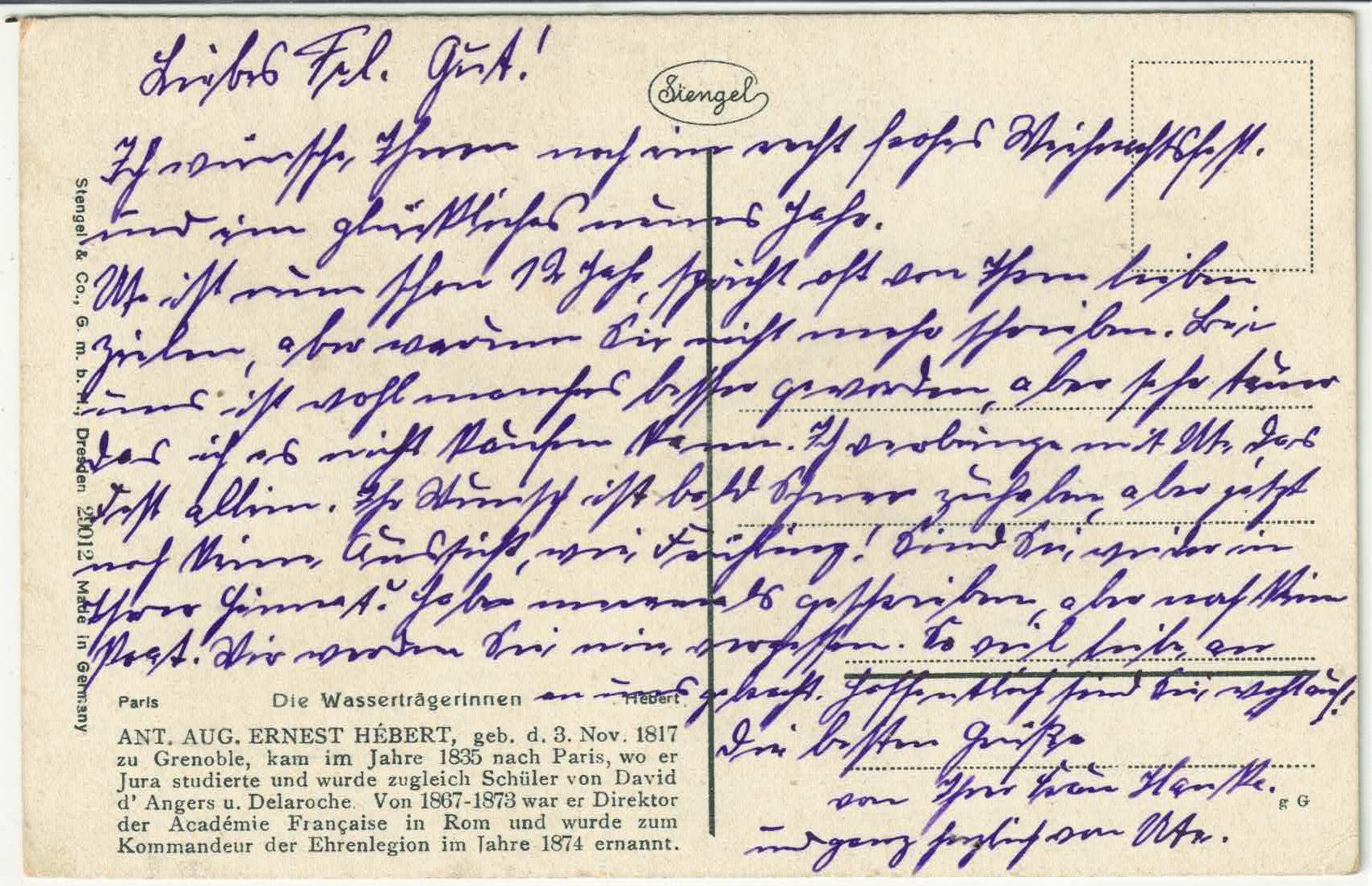 Cartoline postali: Aug. Ernest Hebert - Die Wasserträgerinnen - Litho – Usato da Ettingen venduto da Kartenplanet 1
