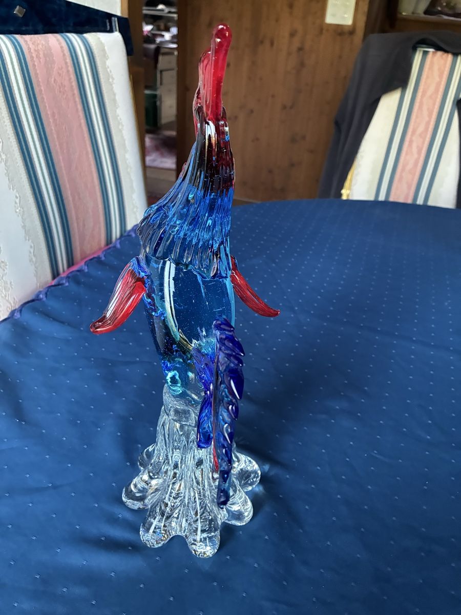 Murano Bicchieri: Murano - grosser Güggel rot/blau – Usato da Dornach venduto da Rosengarten 4