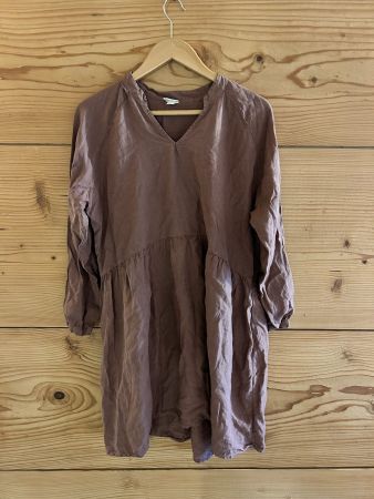 'Naltur' Frauen Kleid in weinrot aus Leinen
