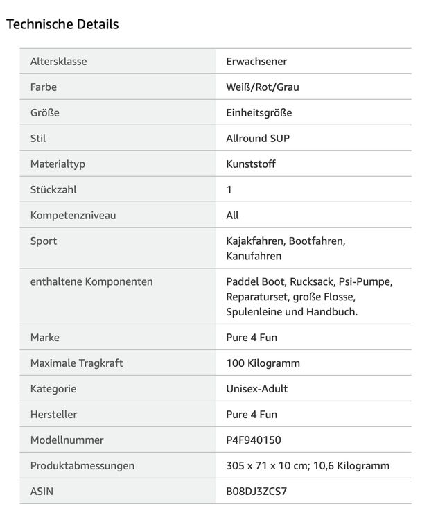 2 SUP, Pure 4Fun StandUp, Padleboards, Basic 305, fast neu Kaufen