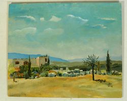 Provence Landschaft signiert Oel auf Pavatex