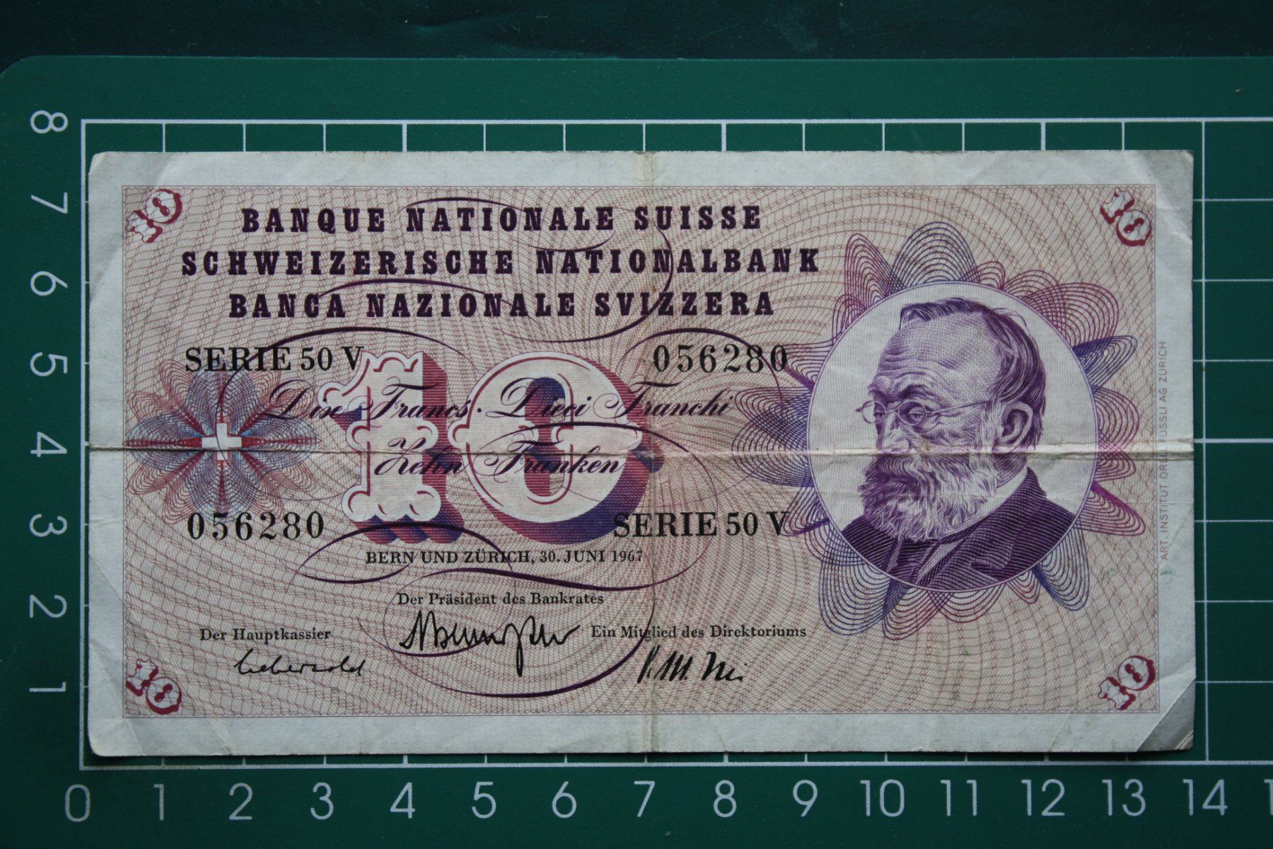 Banknoten: gottfried keller banknote 10 franken 1967 – Gebraucht aus Laupen BE von Gufi57