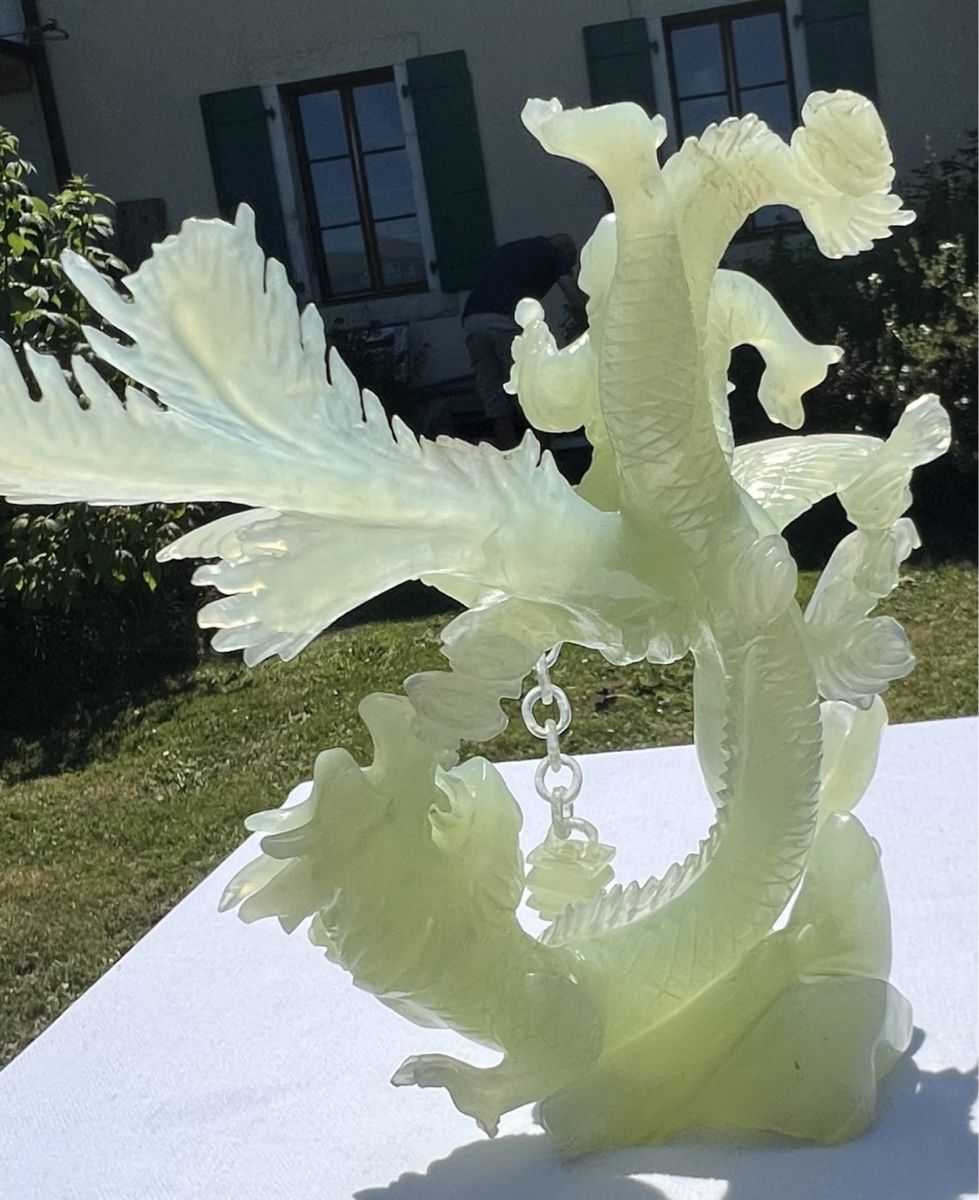 Figuren: Sculpture dragon jade sculpté main, Chine, protection – Gebraucht aus Genève von DELIRBEADS 5