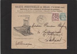Reklame Brief Belfort FR - Stuttgart , gel. 1903