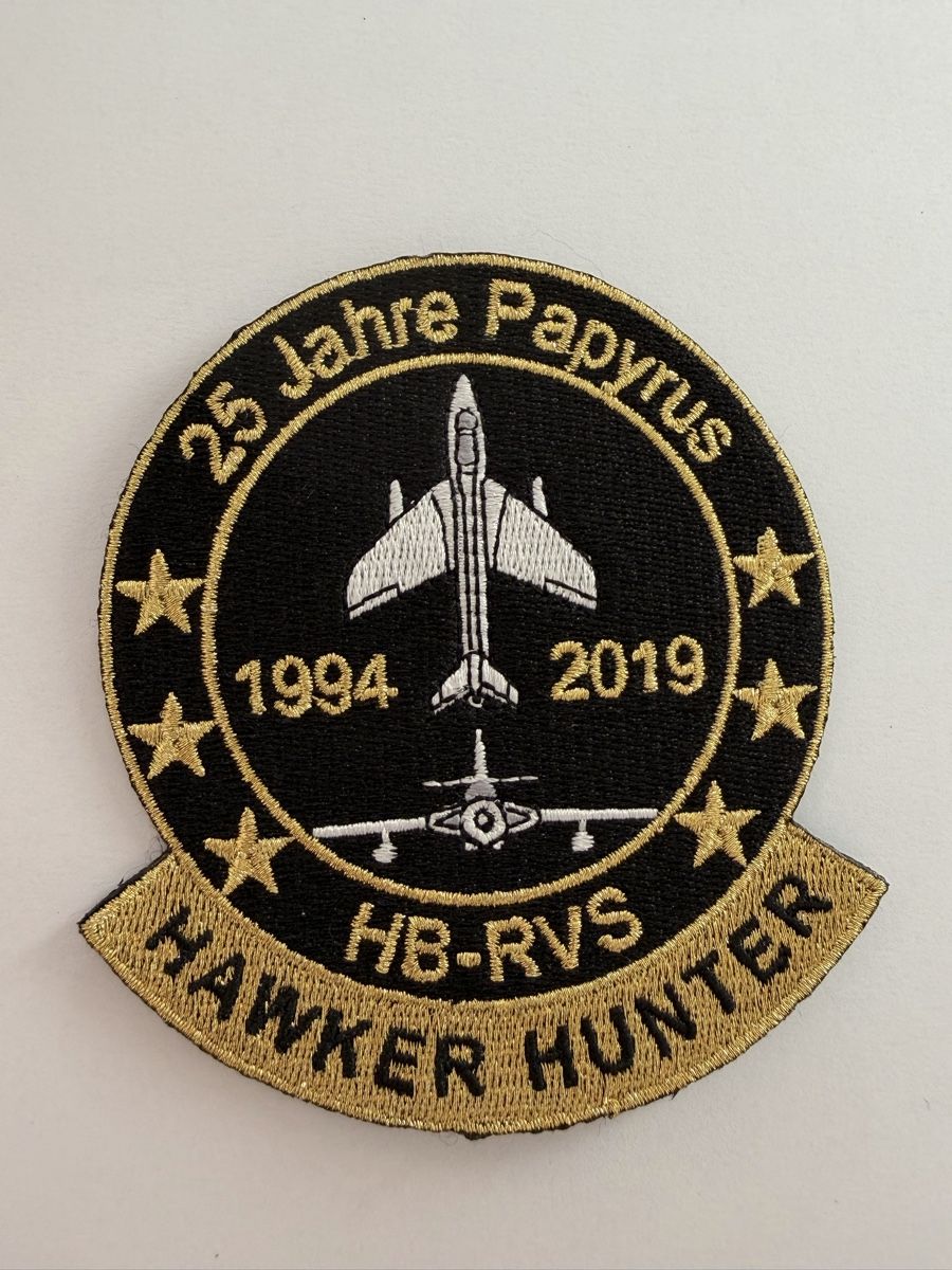 Schweizer Armee Placchette & Badge: Hawker Hunter Papyrus anniversary patch  – Usato da Chamoson venduto da Lio_Rey