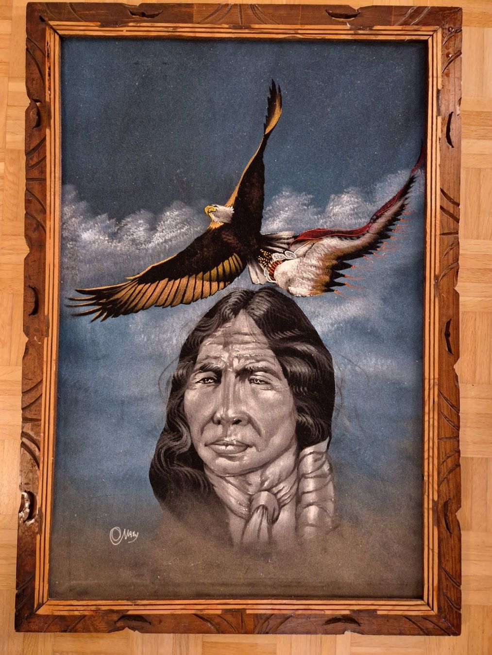 Gemälde: Indianer Kunst Malerei auf Samt Original – Gebraucht aus Jona von HappyHappyHappyHappy